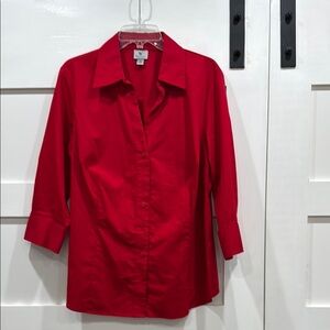Women's Red Button-Up Shirt